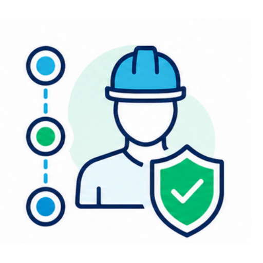 Icono de capacitación y seguridad industrial